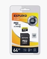 Карта памяти micro-SD Exployd 64Gb class 10 с адаптером UHS-1