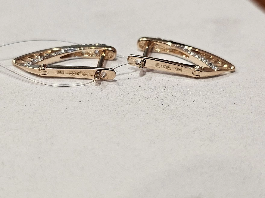 Серьги золотые с камнями  585 проба 2,36гр (ФМ)