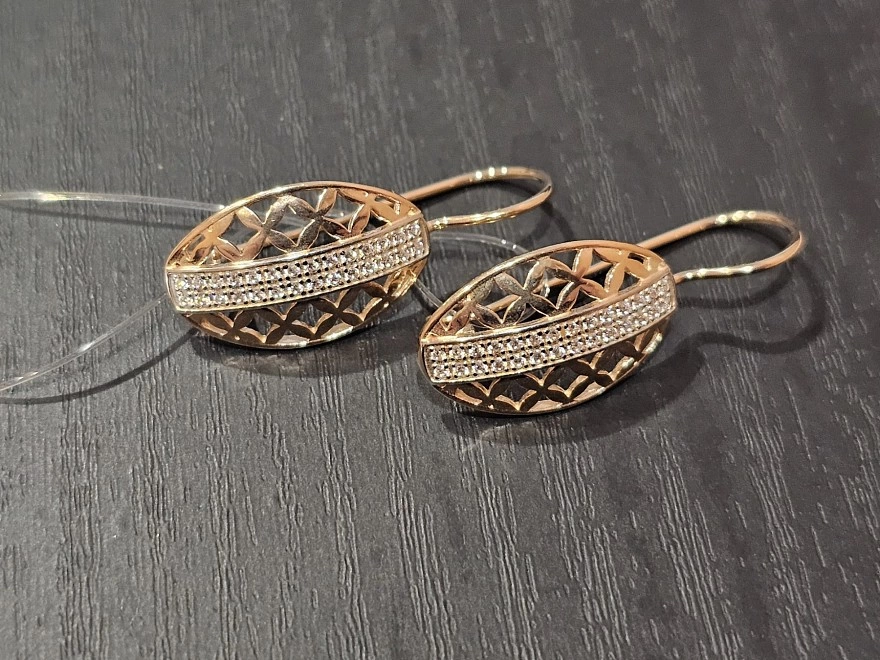 Серьги золотые с камнями  585пр 3,89гр (ФМ)