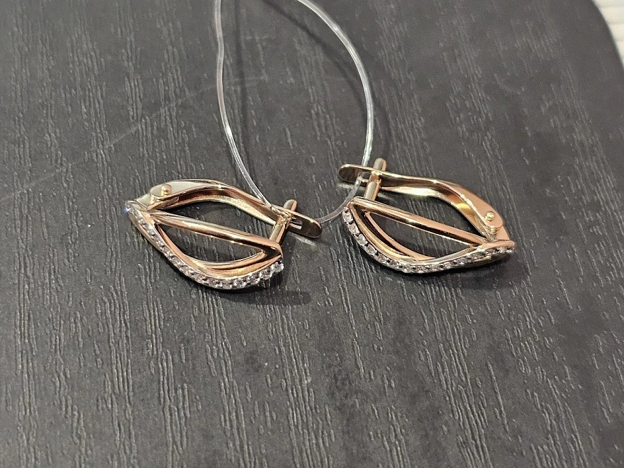 Серьги золотые с камнями  585 проба 2,13гр (ФМ)