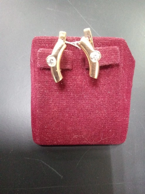 Серьги золотые с камнями  585 проба 3,56 гр (ФМ)