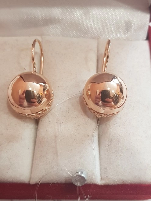 Серьги золотые  Шары 585пр 4,58гр ФМ