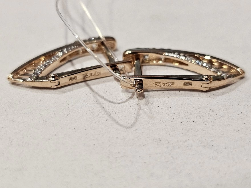 Серьги золотые с камнями  585 проба 2,52гр (ФМ)
