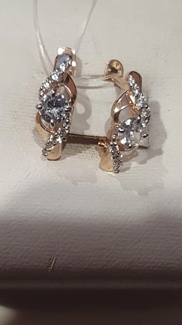 Серьги золотые с камнями  585пр 2,57гр ФМ