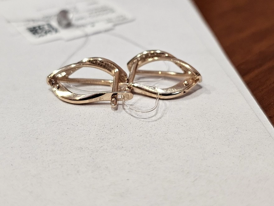 Серьги золотые с камнями  585 проба 2,17гр (ФМ)
