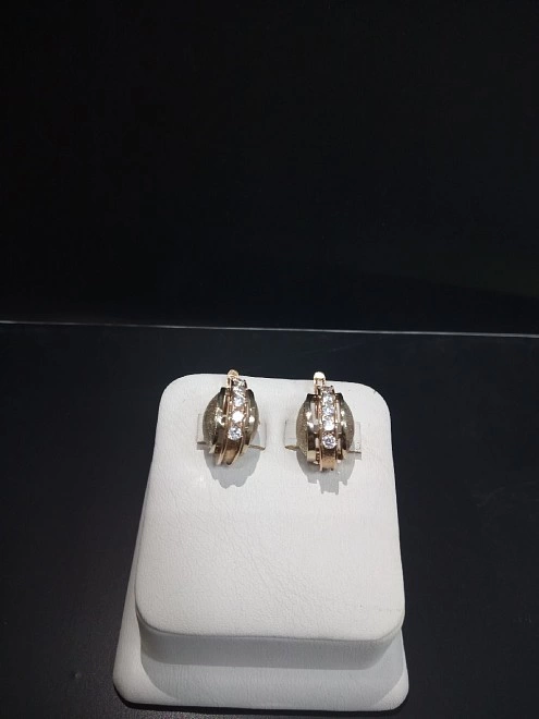 Серьги золотые с камнями  585 проба, 6,825гр.(ФМ)
