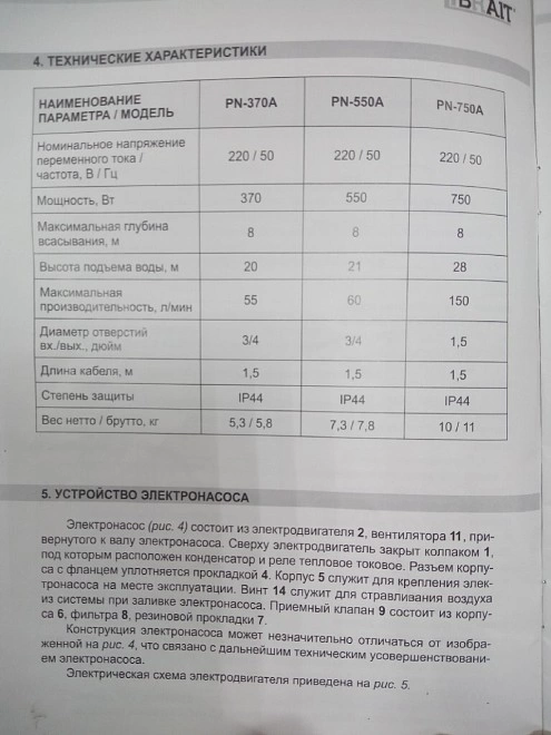 Насос поверхностный Brait PN-550A