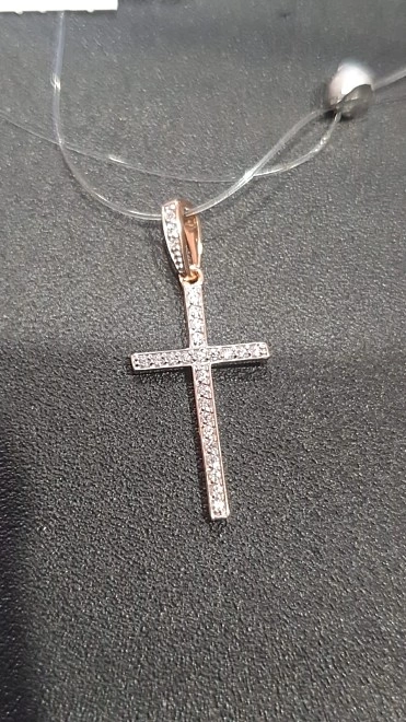 Крест золотой с камнями  585пр 0,8гр ФМ