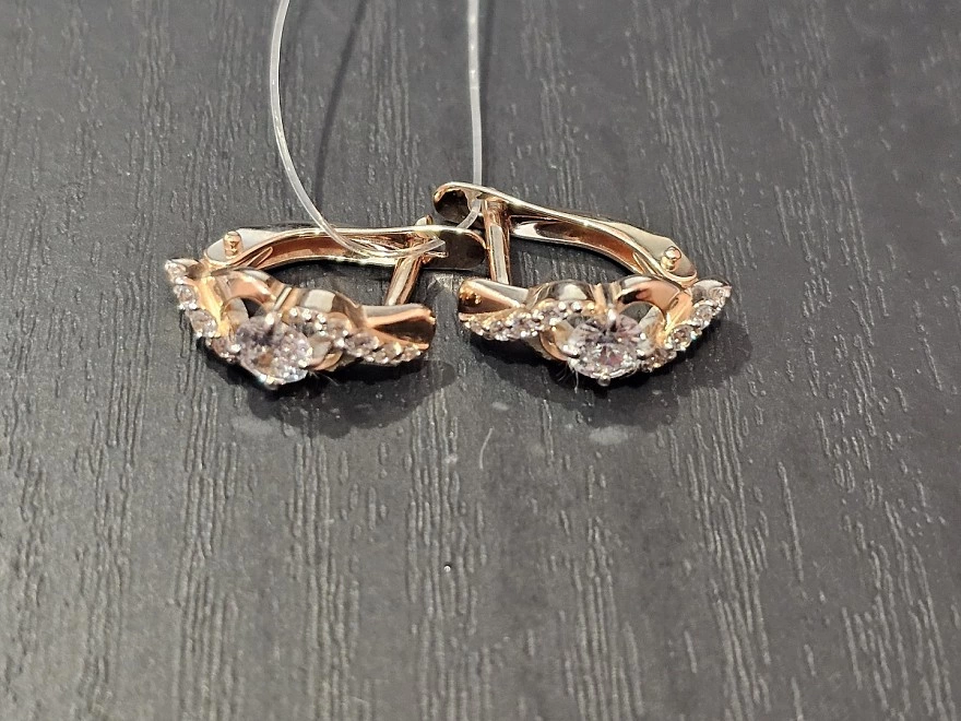 Серьги золотые с камнями  585 проба 2,6гр (ФМ)