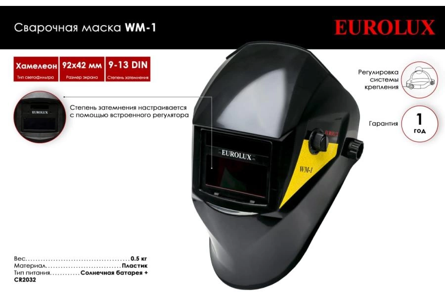 Маска сварочная EUROLUX WM-1 