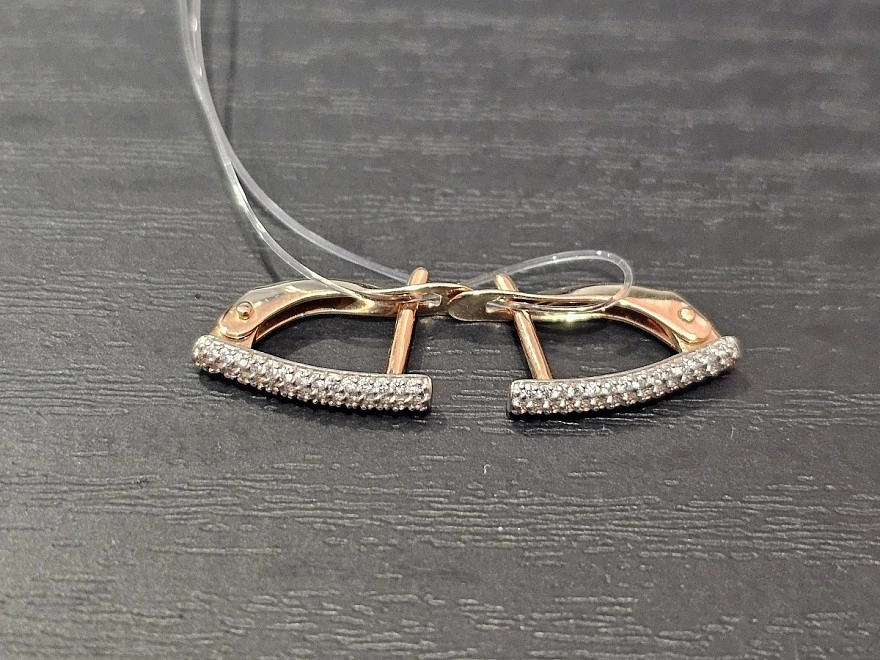 Серьги золотые с камнями  585 проба 1,56гр (ФМ)