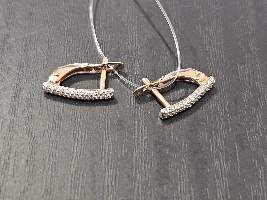 Серьги золотые с камнями  585 проба 1,58гр (ФМ)