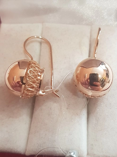 Серьги золотые  Шары 585пр 4,58гр ФМ