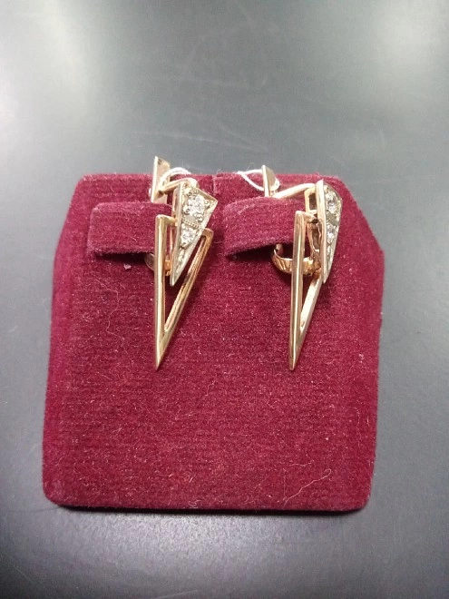 Серьги золотые с камнями  585 проба 4,22 гр  ФМ