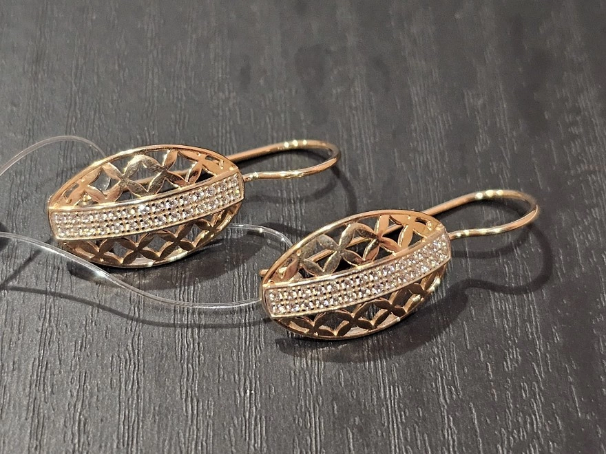 Серьги золотые с камнями  585пр 3,98гр (ФМ)