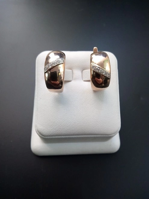 Серьги золотые с камнями  585 проба 6,183 гр Ф.М.