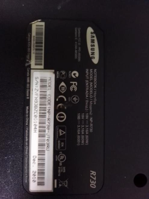 Ноутбук Samsung  R730 INTEL CORE I7 M620 GH 2.67 HDD 500Gb RAM 6Gb